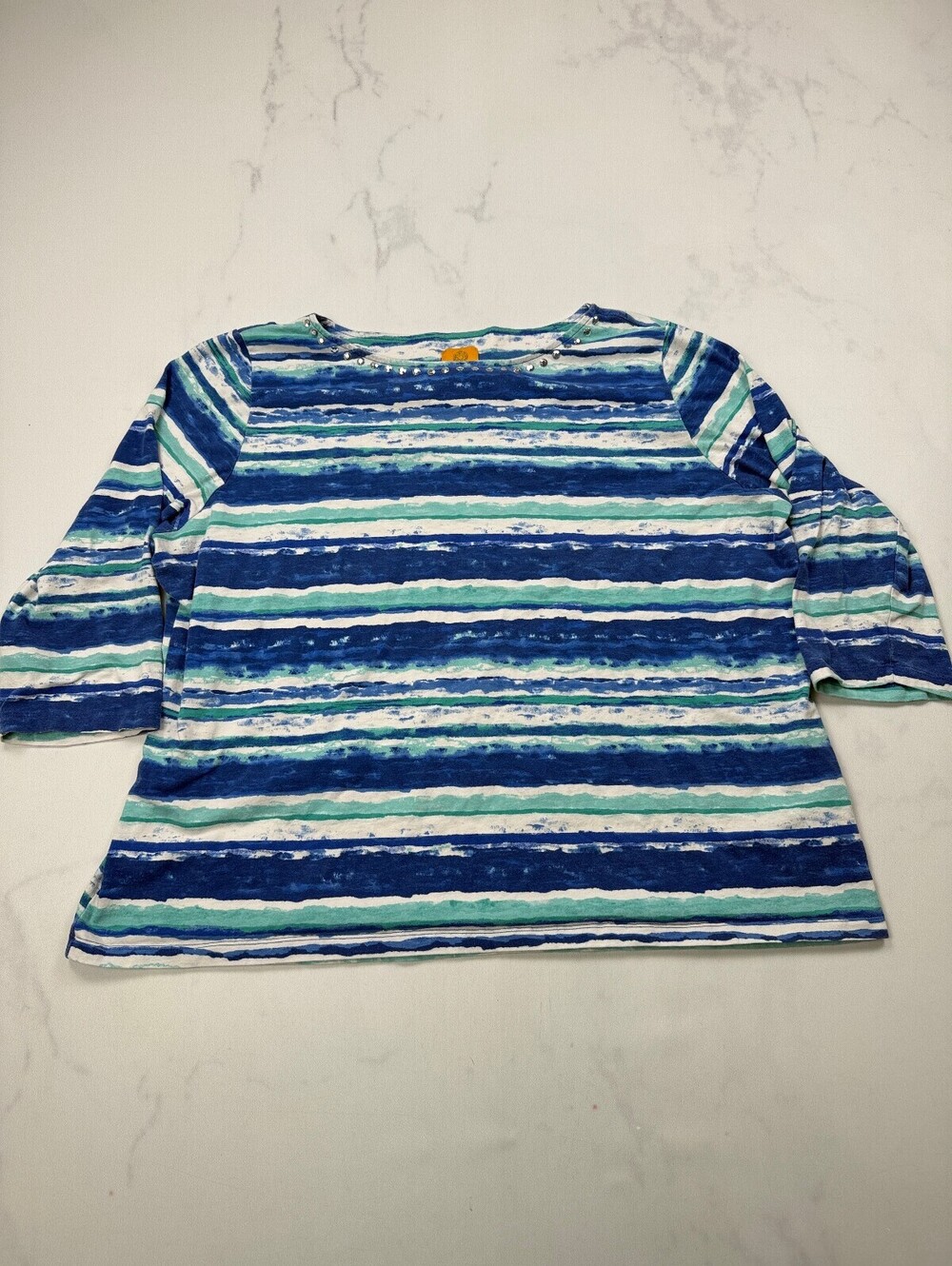 Ruby Rd. Printed Blouse Blue 90s Classic Style - Womens 2X